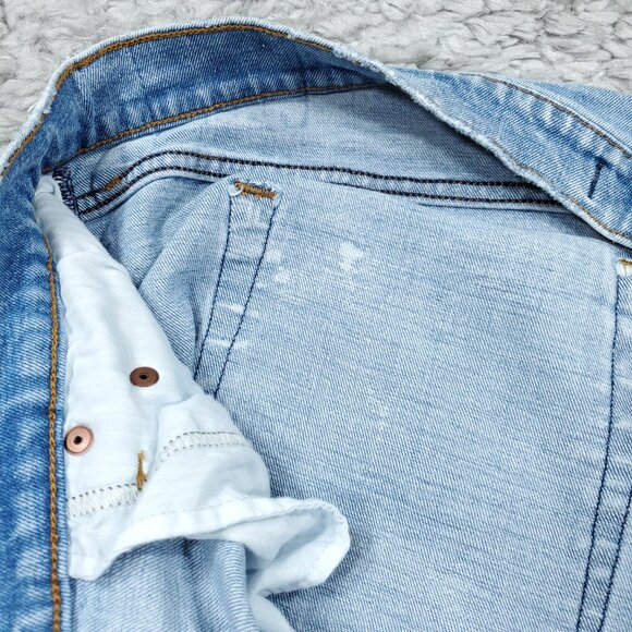 Abercrombie 22 Short 90s Slim Straight Ultra High Rise Jeans Blue Y2K Size 36 - Picture 6 of 9